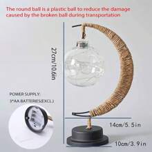 LED Ball Lamp Wrought Iron Moon Lamp, Plastic And Iron Bar Desk Lamp Decorative Lamp, Bedroom Decorative Modeling Lamp (Battery Not Included) Halloween, Christmas Decor For Hotel/Catering/Event Holding