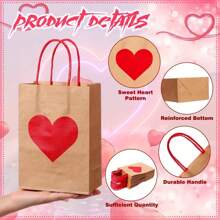 10set, Valentine's Day Gift Bag Heart Kraft Birthday Love Warp Package New Year Mother Day Handle Bag Thanksgiving Day Shopping Bag, Valentine's Day Decor Supplies, Shopping Bag, Party Bag, Wedding Party Gift Bag, Craft Tote Bag, Party Favors,10pcs Bag+10pcs Rope+10pcs Hanging Card Room Decor Bride