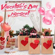 10set, Valentine's Day Gift Bag Heart Kraft Birthday Love Warp Package New Year Mother Day Handle Bag Thanksgiving Day Shopping Bag, Valentine's Day Decor Supplies, Shopping Bag, Party Bag, Wedding Party Gift Bag, Craft Tote Bag, Party Favors,10pcs Bag+10pcs Rope+10pcs Hanging Card Room Decor Bride