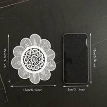 1pc Floral Embroidered Mesh Round Coaster, Embroidered Heat-Resistant Pad