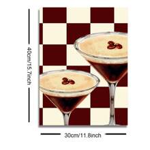 1pc Framed/Unframed Espresso Martini Kitchen Art Retro Poster Bar Cart Cocktail Vintage Painting Canvas Print Minimalist Wall Picture For Dorm,Apartment,Living Room,Bedroom,Modern Home Decoration