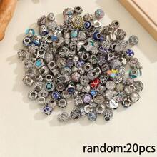 Encantos pintados huecos de 5 piezas/10 piezas/15 piezas/20 piezas al azar - Colores surtidos de corazón, flor, mamá, estrella, luna, mariquita para hacer pulseras y collares DIY
