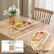 1pc 0.25mm Thick Rectangular Transparent Tablecloth Protector, PVC Simple Heat Resistant Anti-Stain Tablecloth Suitable For Dining Table, Coffee Table, Office Desk