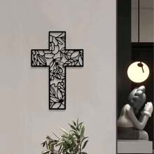 1pc Modern Art Metal Cross Wall Decor, Religious Belief, Suitable For Indoor Decoration Of Living Room, Bathroom, Kitchen, Bedroom, Housewarming Gift - Multicolor - View 2