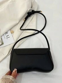 全新时尚休闲金属五金流行零钱包女士手提包，纯色 PU 皮革 - 黑色 - 查看 7