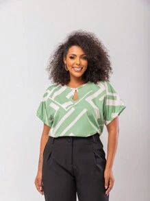 Plus Size Women's Blouse Curve T-Shirt Women's Short Sleeve Blouse G1 G2 G3 - 淺綠色 - 查看 5