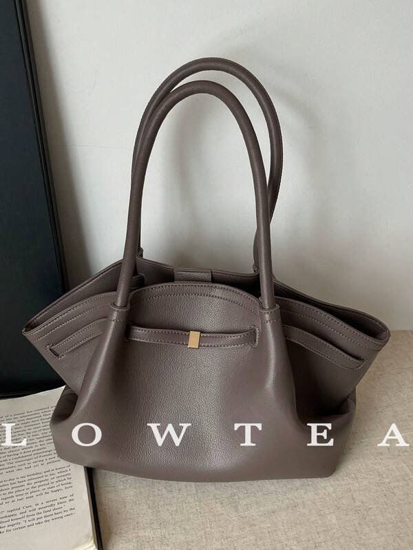 1pc Plain PU Leather Shoulder Bag For Women, Retro Fashion High Capacity Handbag With Double Handles And Magnetic Closure, Suitable For Travel, Shopping, Date, Gift For Ladies, Suitable For Teenagers, College Girls, Beginners And White-Collars, Ideal For Office, Campus, Work, Business, Commuting, Outdoor, Travel, Picnic, Bags Ladies Elegant