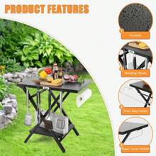 Foldable Picnic Table,Portable Camping Table Outdoor Folding Table,Foldable Grill Table For Outside,Outdoor Prep Table, Friendly To Storage,Ideal For RV, Picnic Or Camping, 30" X 24" In Black