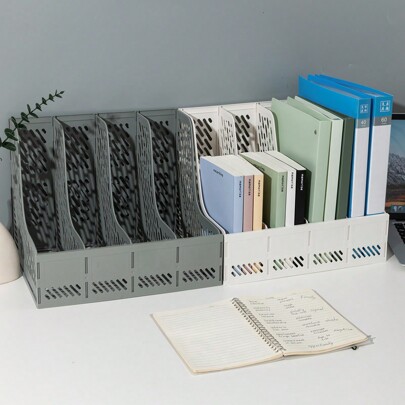 Multi-Layer 4 Columns Desk File Organizer, Heavy Duty Office Supplies File Holder Rack, Document/Paper Storage Box, Student Desk Top Bookshelf Back To School, School Supplies