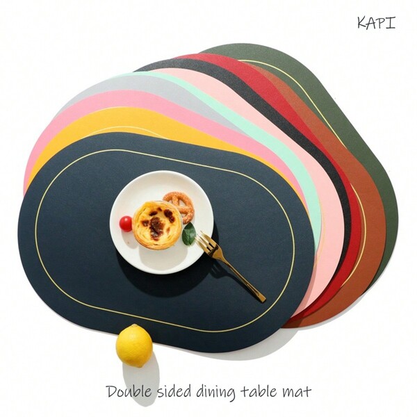 Set di 6 tovagliette da tavola con bordo dorato su entrambi i lati, tovagliette in finta pelle lavabili e resistenti al calore, ideali per la tavola, il patio e l'uso interno, facili da pulire anche per Ognissanti