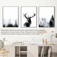 3 件/套“Sylvan Beauty”鹿角林地帆布艺术套装 - 客厅、卧室等的天然墙面装饰、海报、墙壁艺术、房间装饰用品 - 彩色 - 查看 10