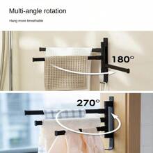 Rotating Towel Rack, Wall-Mounted Bathroom Multi-Pole Towel Bar Holder, Storage Shelf