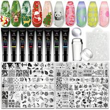 Biutee Nail Stamping Plates With 8 Colors Nail Stamping Polish Gel 10PCS Nail Stamp Plates Nail Stamper Christmas Starry Sky Lace Flower Leaves Animal Nail Stamping Kit Christmas Snowflake Nail Design - 21PCS Plates - View 2