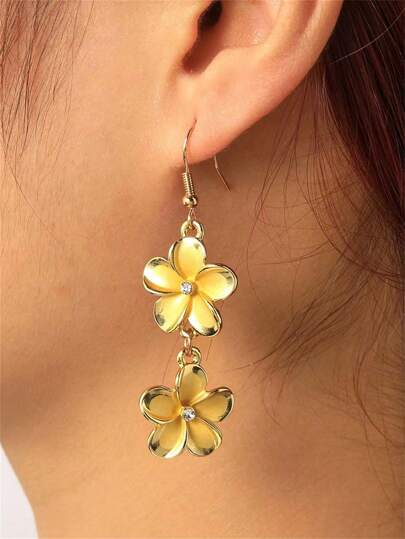 1 Pair Elegant Floral Pendant Earrings, Suitable For Women's Daily, Party, And Travel Wear