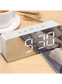 Creative Espejo Led Digital Reloj - Plateado - Ver 4