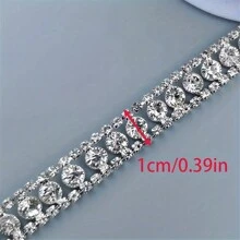 1pc Luxury Rhinestone Chain Trim, 0.39inch Wide Crystal Diamond Ribbon, Fancy Design, DIY Accessories For Dresses, Gift Boxes, Shoe Embellishment