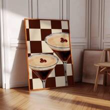 1pc Framed/Unframed Espresso Martini Kitchen Art Retro Poster Bar Cart Cocktail Vintage Painting Canvas Print Minimalist Wall Picture For Dorm,Apartment,Living Room,Bedroom,Modern Home Decoration