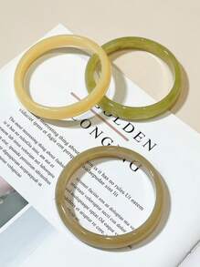 3 件时尚细手链套装，彩色树脂组合手链，适合女孩的配饰礼物 - 彩色 - 查看 7