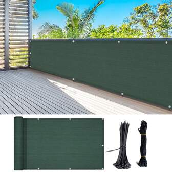 Dark Green Balcony Privacy Fence Screen, Windscreen Cover Fabric Shade Netting Mesh For Deck, Patio, Backyard, Outdoor Pool, Porch, Railing