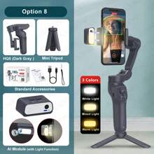 AXNEN AI Smart 3-Axis Gimbal Stabilizer, Compatible With Smartphones, Supports Gesture Control And Built-In Fill Light, Portable And Foldable - Perfect For Smooth Video, Live Streaming And Vlogging - Multicolor - View 10