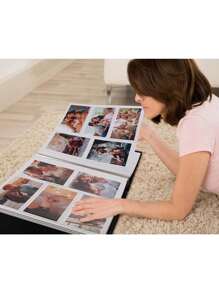 1PCS Photo Album For 500 Photos Set Large Capacity Package With Leather Cover, For Weddings, Family Anniversaries - 黑色 - 查看 3