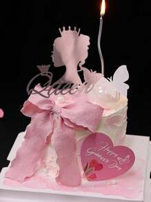 3pcs Birthday Queen Cake Toppers Mirror Acrylic Happy Birthday Cake Topper Side Cake Decorations Cake Inserts Supplies Toppers For Women Queen Birthday Mother's Day Cake Decoration Party Supplies.
