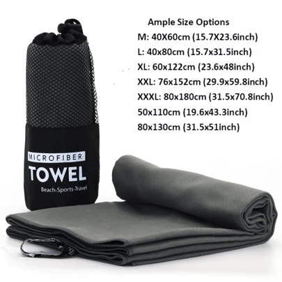 1/2 chiếc Khăn tập thể dục thể thao sợi nhỏ hai mặt khô nhanh, màu xám đậm, thấm hút, chống cát, khăn tập yoga bơi lội đi bộ đường dài phòng tập thể dục di động