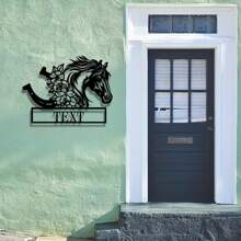 [Custom] 1pc Metal Horse Wall Decor Plaque - Personalized Name Plate, Suitable For Home Decor, Farmhouse, Living Room, Office - Artistic Wall Hanging, Outdoor Wall Decor / Outdoor Wall Art - Home Aesthetics Gifts Birthday Graduation