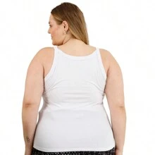 Women's Thin Strap Visco Lycra Basic Plus Size Tank Top Casual Fashion Spring Summer 3026A - 白色 - 查看 8
