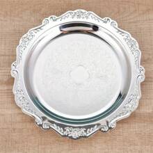 1pc Embossed Metal Dried Fruit Tray, Suitable For Dried Fruits, Cupcakes, Snack Tray, Appetizers And Vegetables, Perfect For Parties And Snacks, Decorations Best Gifts Birthday Plates Kitchen Accessories Kitchen Decor Trays Tray Decor