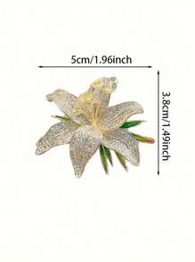 1pc, Luxurious All-Diamond Lily Brooch, Elegant And Simple Style, Alloy Material, Suitable For Ladies Fashion Accessories Universal Collar Pin. - Multicolor - View 6