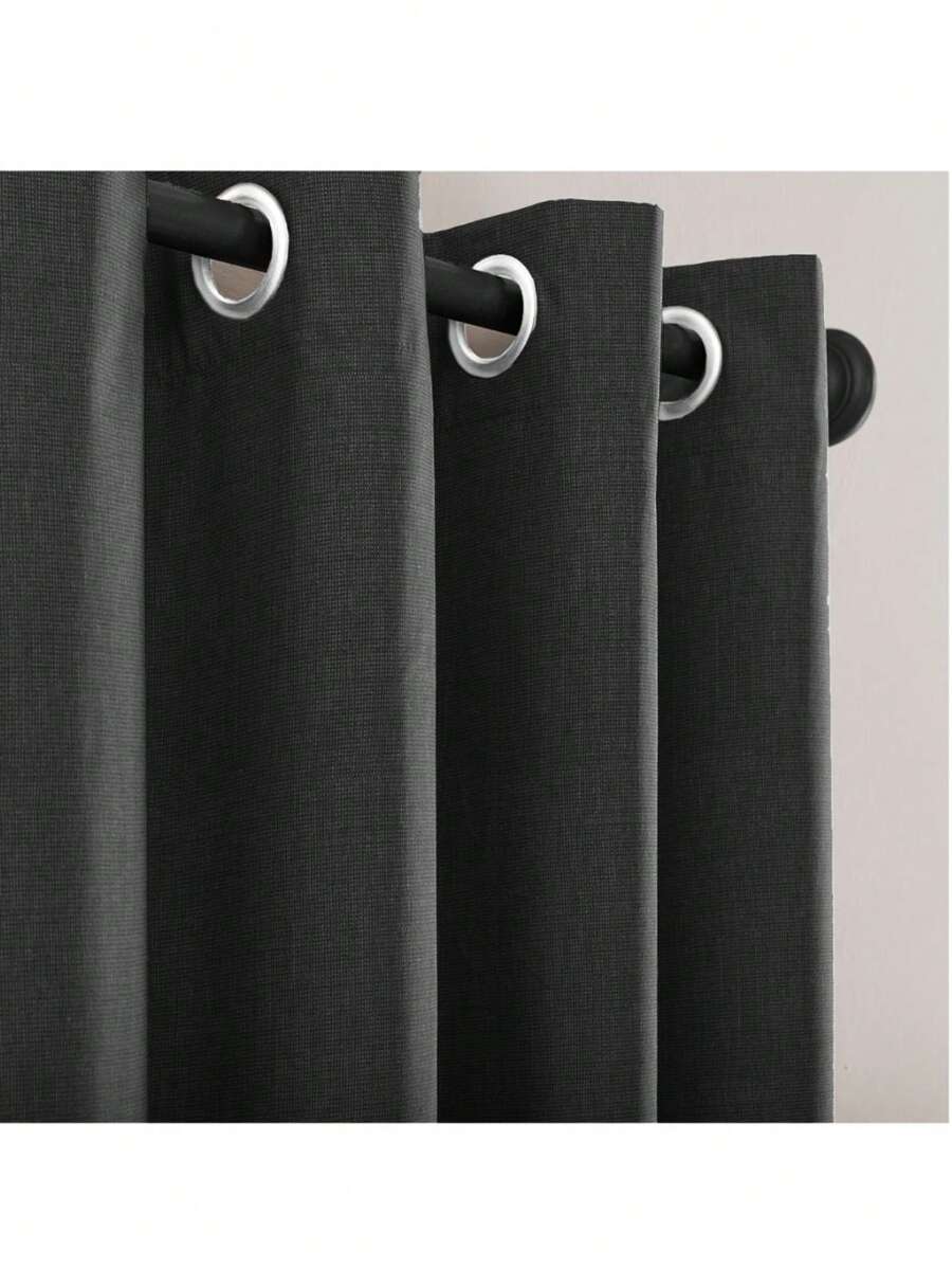 Rustic Linen Curtain One Sheet 1.50x1.60m - Textured And Elegant Fabric - 黑色 - 查看 1