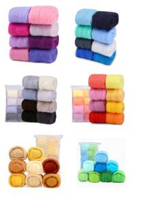 1 Conjunto Roving de Lã Colorida, Combinação de 8 cores de Fibra de Lã de 10g, Kit de Material para Feltrar Lã, Brinquedos de Feltro de Lã DIY (Embalagem Aleatória de Zíper/Saco a Vácuo)