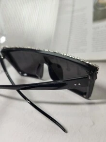 1 buc. Ochelari de vedere pentru femei, cu cap plat și franjuri, împodobiți cu strasuri, potriviți pentru bal, jocuri de costume, decor cu strasuri, ramă roz, petrecere de festival de lux Y2K, ținută de plajă, petrecere tematică zilnică (vine cu lavetă de curățare) Ochelari de vedere pentru femei, nuanțe de ochelari de vedere pentru doamne, ținute de toamnă și iarnă, accesorii de plajă, accesorii vintage Y2K Basics, cadouri de Ziua Îndrăgostiților, ținută de Ziua Îndrăgostiților pentru fete, cadouri business casual pentru vacanță de vară la plajă, în aer liber, călătorii - Decor cu strass cu lanț de diamante - Vizualizare 15