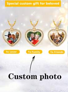 Customized Picture Necklace, Photo Pendant For Wife, Personalized Photo Heart Necklace Engraved With Your Special Moments Gold, Silver Stylish, Fall Fashion, Valentines - Multicolor - View 5