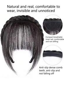 假发刘海头带合成刘海接发假刘海自然发夹假发女士隐形自然发夹 - 彩色 - 查看 2