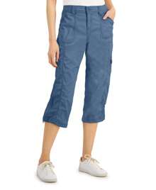 Petite Mid Rise Bungee-Hem Capri Pants - Multicolor - View 2