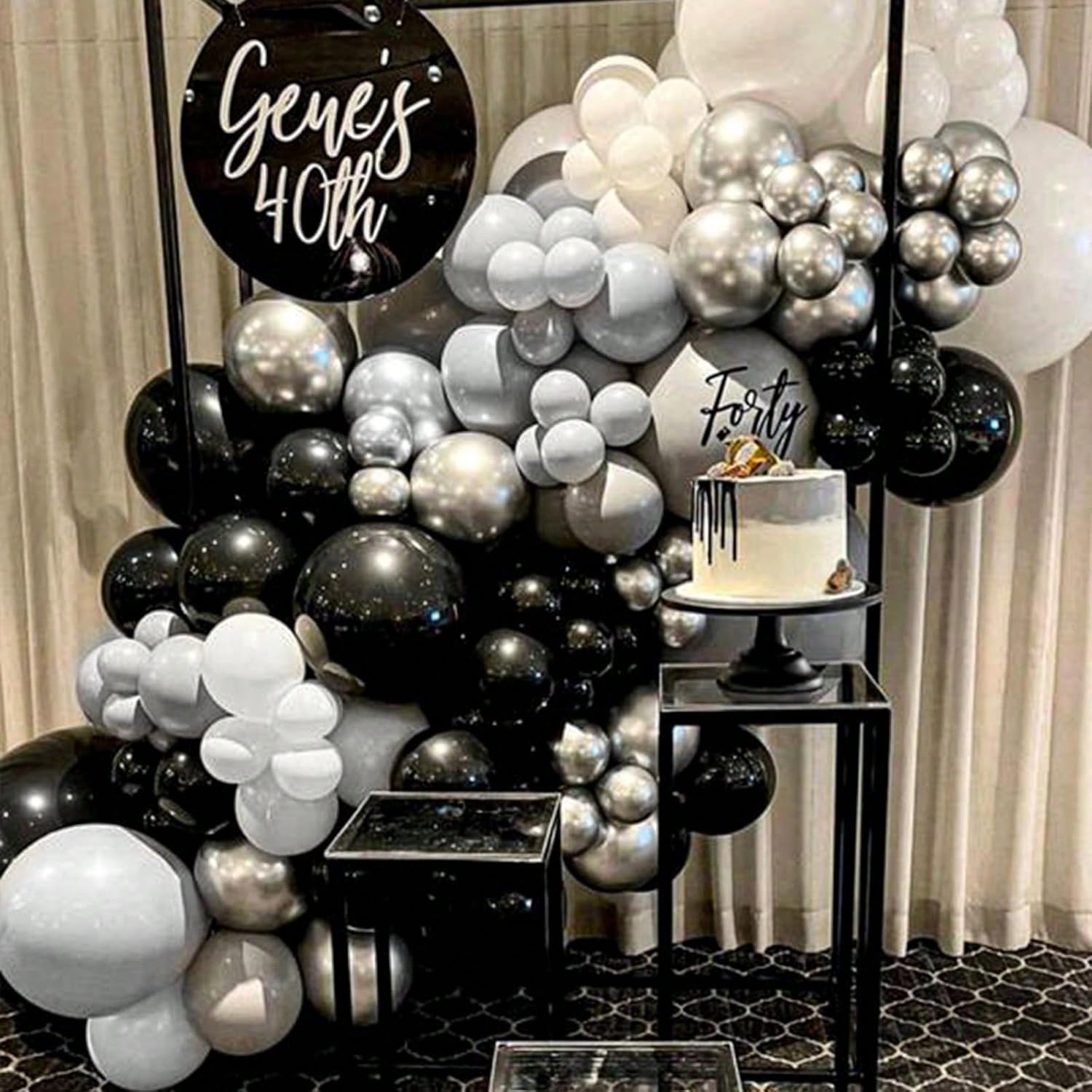102pcs Black And Gray Latex Balloon Wreath Set, Suitable For Weddings
