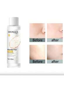 Toner o Tonico Facial De Arroz Bioaqua Hidratante Blanqueador Antiacne 120ml. Tonico Para el Rostro, Aclara y Cierra los Poros de la Piel, Tonico Arroz Bioaqua Esencia Toner Arroz Bioaqua, Hidrata, Nutre, Para Piel Seca, Grasa y Sensible. Con Pulpa de Arroz, Antienvejecimiento, Ilumina la Piel, Mejora la Línea Fina, Esencia Luminosa nutritiva.