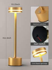 1 Đèn bàn LED cảm ứng kim loại hiện đại có thể điều chỉnh độ sáng, Đèn chiếu sáng xung quanh không dây di động, Đèn trang trí bàn cho phòng khách, phòng ngủ, quầy bar, 3 chế độ màu - Vàng - Xem 10