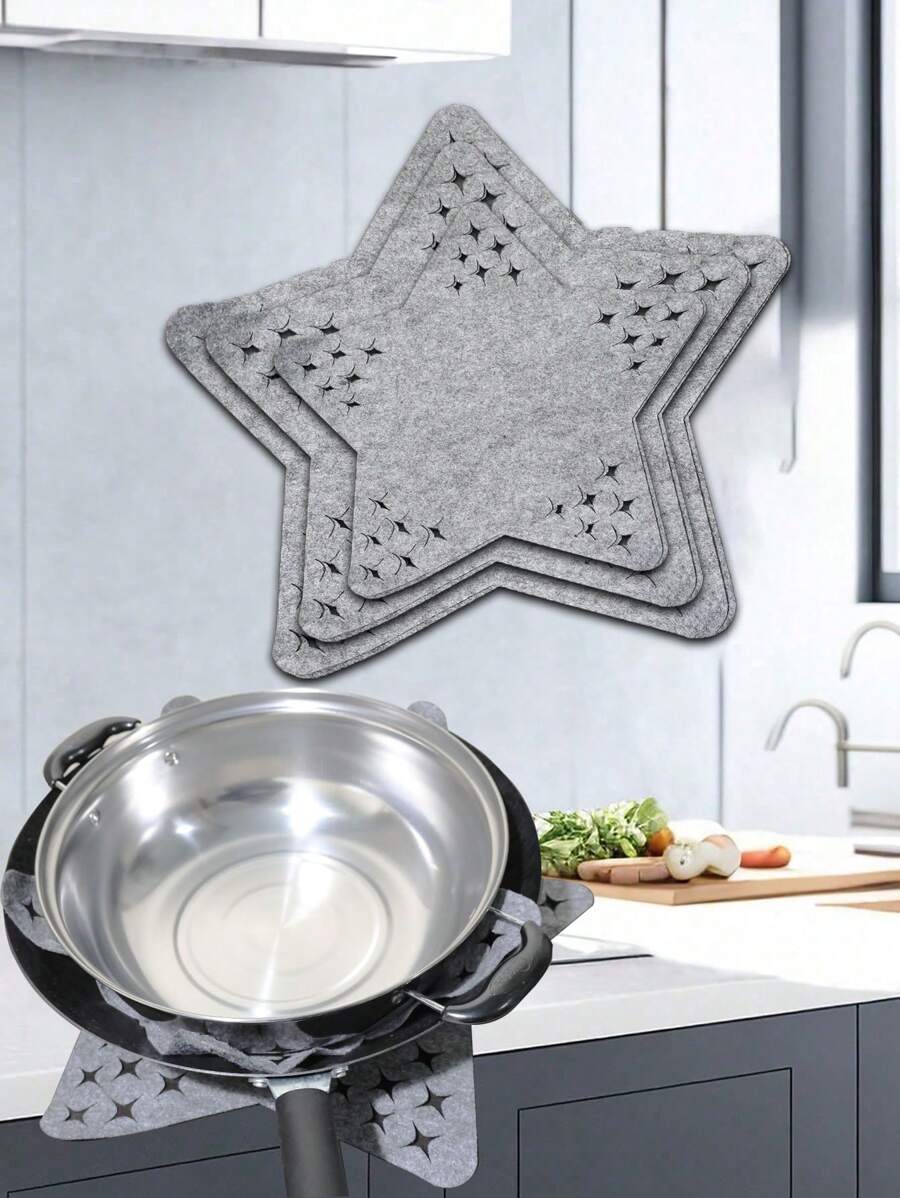 3pcs Set Of Non-Stick Pan Protector Mats, Heat Resistant & Anti-Ant Separator, Kitchen Tools To Prevent Scratches, Includes Trivet Mat Set, Hot Pot Holder, Fashion Cup Coasters, Easy To Clean & Dry, Gray