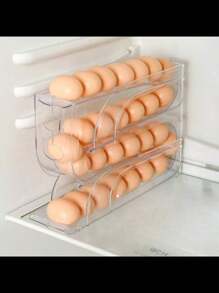 1 cái Giá để trứng trong tủ lạnh nhà bếp, Thiết kế trượt 4 lớp, Giá để trứng tự xoay, Khay đựng trứng cửa bên, Vật liệu không tiếp xúc - Nhiều màu - Xem 12