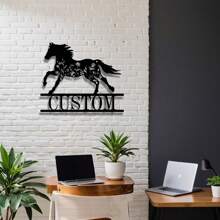 [Custom] 1pc Metal Horse Wall Decor Plaque - Personalized Name Plate, Suitable For Home Decor, Farmhouse, Living Room, Office - Artistic Wall Hanging, Outdoor Wall Decor / Outdoor Wall Art - Home Aesthetics Gifts Birthday Graduation