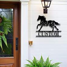 [Custom] 1pc Metal Horse Wall Decor Plaque - Personalized Name Plate, Suitable For Home Decor, Farmhouse, Living Room, Office - Artistic Wall Hanging, Outdoor Wall Decor / Outdoor Wall Art - Home Aesthetics Gifts Birthday Graduation