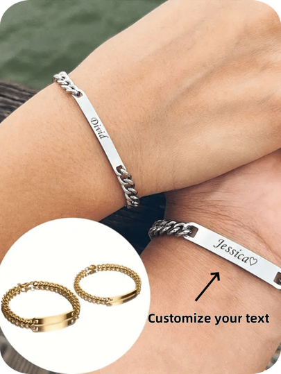 1 Paar Graviertes, individualisiertes Namens-Paar-Armband - 2-teiliges Set, Edelstahl-Armband, modische Accessoires für Damen und Herren, perfektes Geschenk für Geburtstag, Valentinstag, Weihnachten für Paar in Gold, Roségold, Silber, stylisch, Herbstmode, Lässig, schlicht, Unisex, Hipster, individualisiert, personalisiert, einzigartig, ideale Geschenke für sie, ihn, Freund, Freundin, Vater, Mutter, Familie, Freunde, Haustiere, Sohn, Tochter, Großeltern zu Jahrestagen, Valentinstag, Muttertag, Geburtstagen, Abschluss, Vatertag, Hochzeiten, zum täglichen Tragen, für Partys, für den Abiball