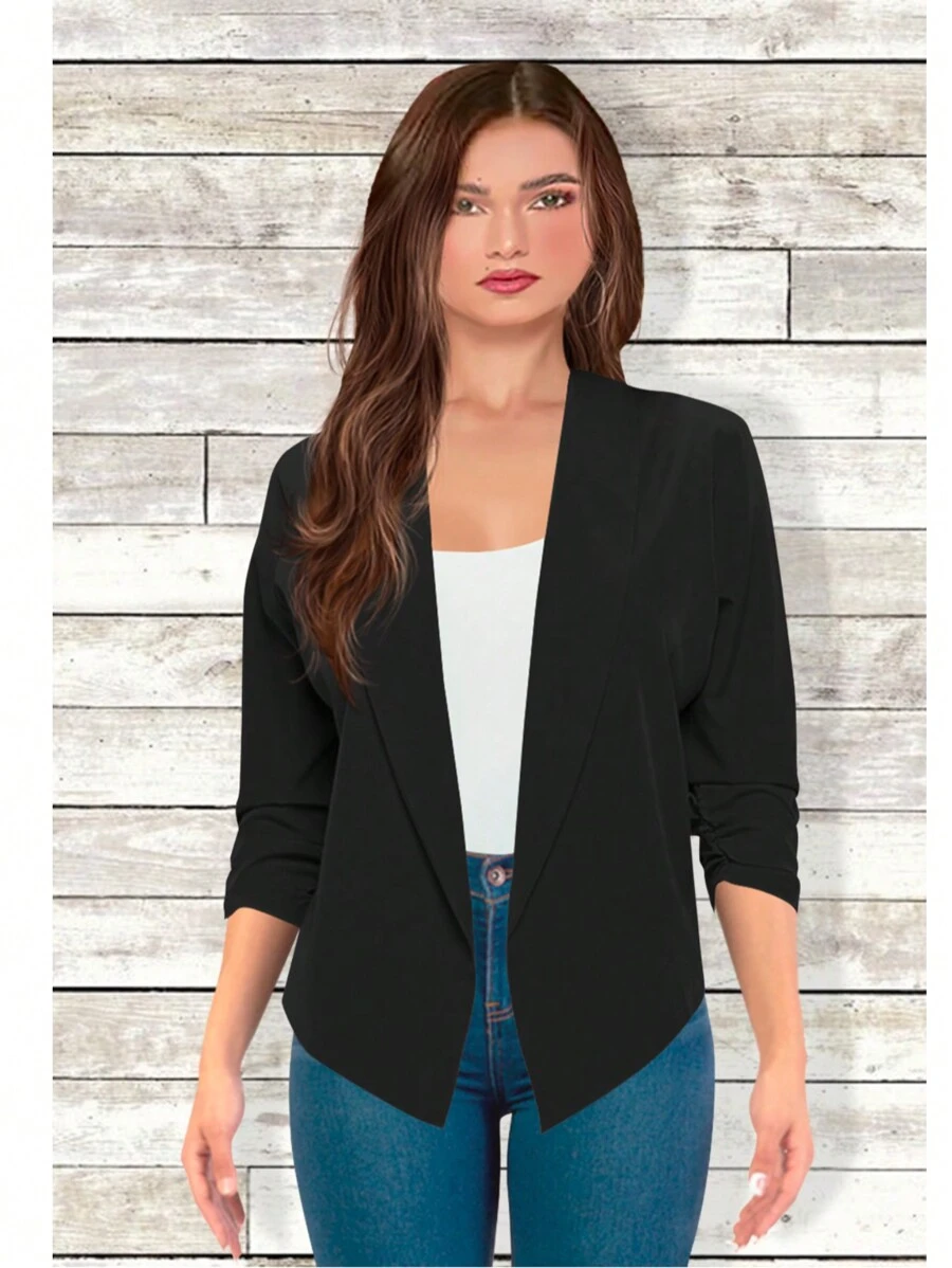Women Lightweight Blazers - 黑色 - 查看 1
