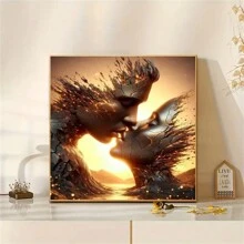 Ensemble de peinture de diamant: Paysage d'amour 5D, 39,88x39,88 cm Rond Tout Diamant DIY Décoration maison Art Set, Cadeau de la Saint-Valentin, Peinture à mosaïque - Multicolore - Voir 3