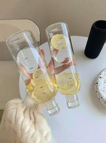 1pc Transparent Heat-Resistant Minimalist Marked Home Water Cup With Lid - Clear - View 11