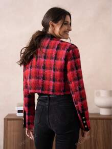 Veste blazer courte en tweed pour femme – Style élégant, classique et décontracté, parfaite pour le travail, les rendez-vous et les soirées