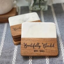1pc, Marble Coasters, Beautiful Gifts For Bridal Parties, High-End Table Decorations, Custom Bridesmaid Coasters, Custom Bridesmaid Gifts, Exquisite Gift Coasters, Special Gifts For Valentine's Day And Unique Wedding Souvenirs,Brunch-Ready